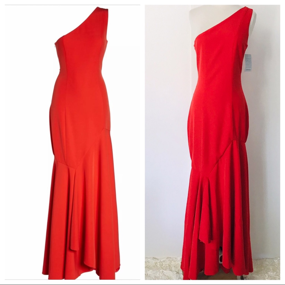 JAY GODFREY Carmen One Shoulder Red Gown 4-6